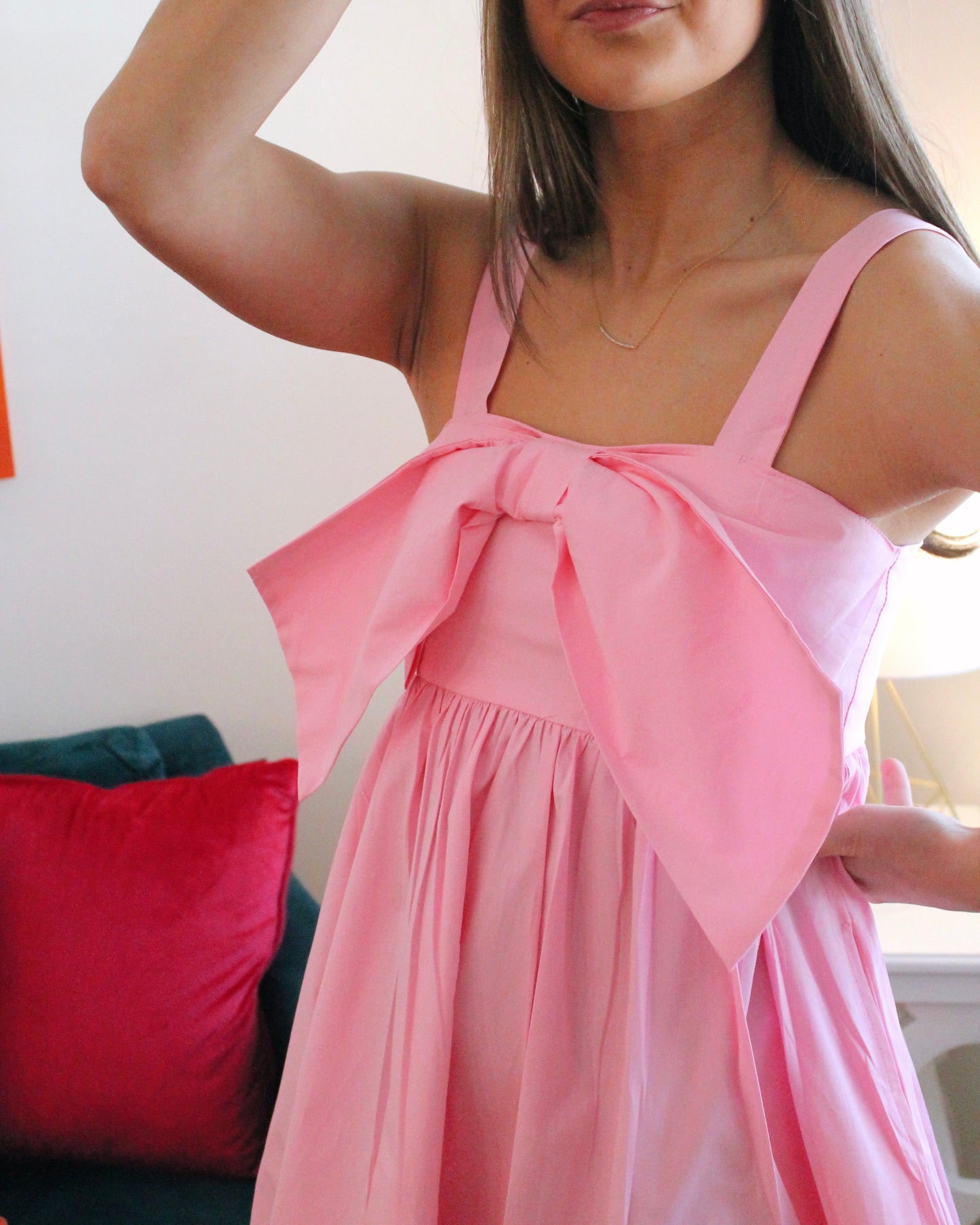 Bow Mini Dress - Light Pink