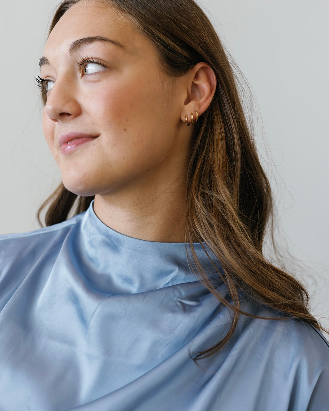 Swoop Neck Blouse - Blue