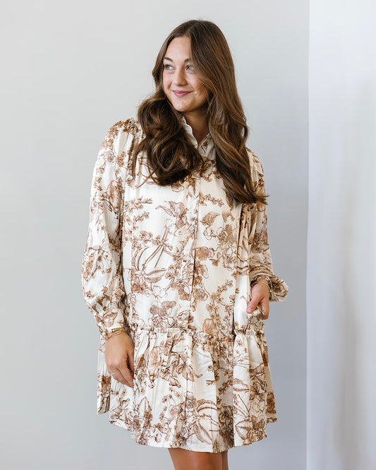 Ready for Fall Dress - Brown Floral