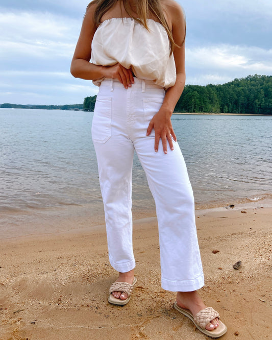 Wide Leg Jeans - White