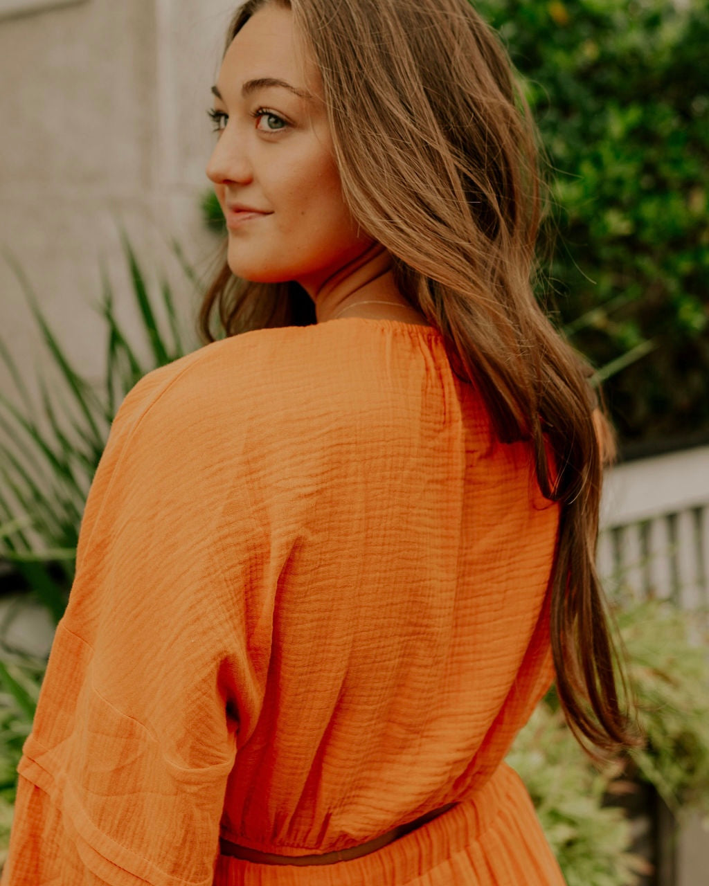 Balloon Sleeve Top - Orange