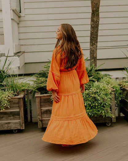 Balloon Sleeve Top - Orange